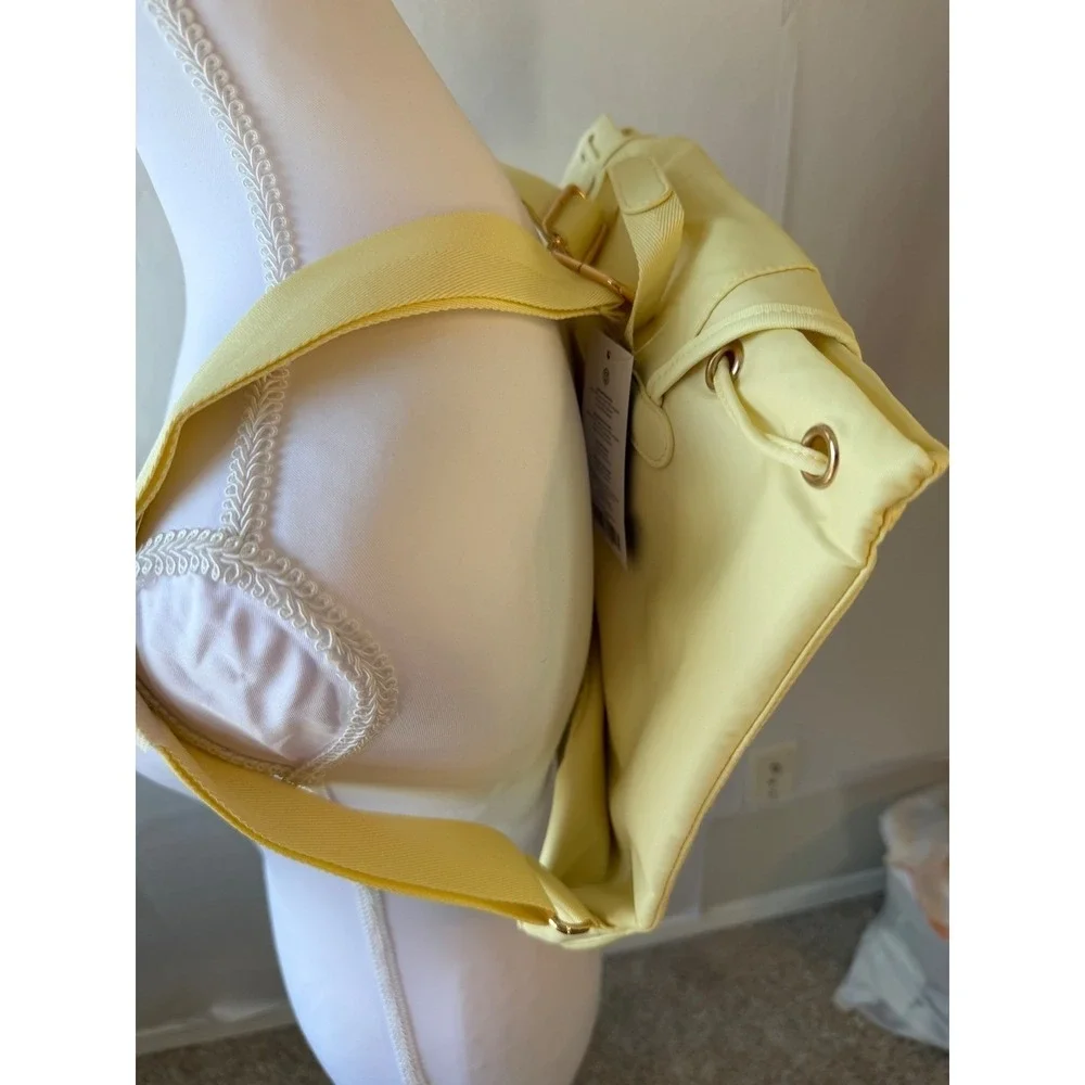 Year of Ours Nylon Backpack Pale Yellow Drawstring Buckle Flap OS NWT